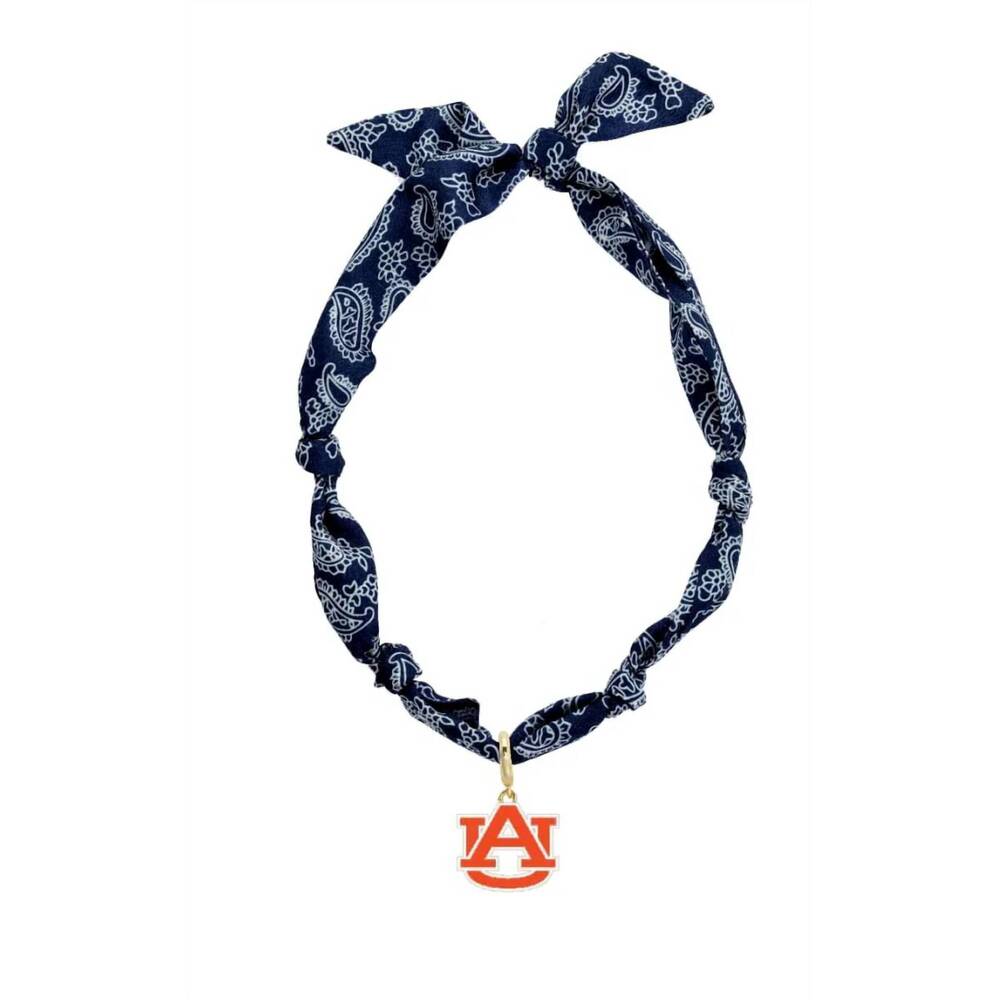 NEW CANVAS STYLE auburn tigers bandana scarf necklace with logo pendant in blue